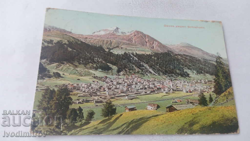 Postcard Davos Gegen Schlahorn 1911