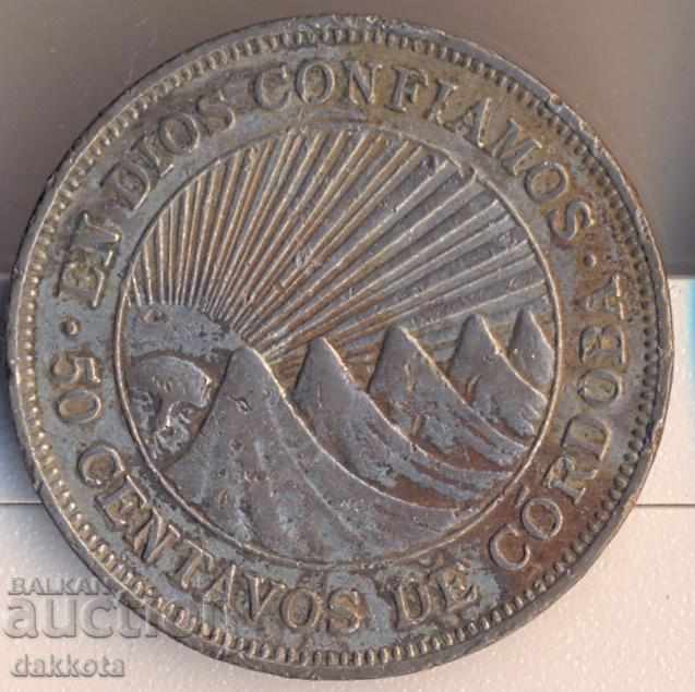 Nicaragua 50 centavos 1950, tiraj 500 mii.