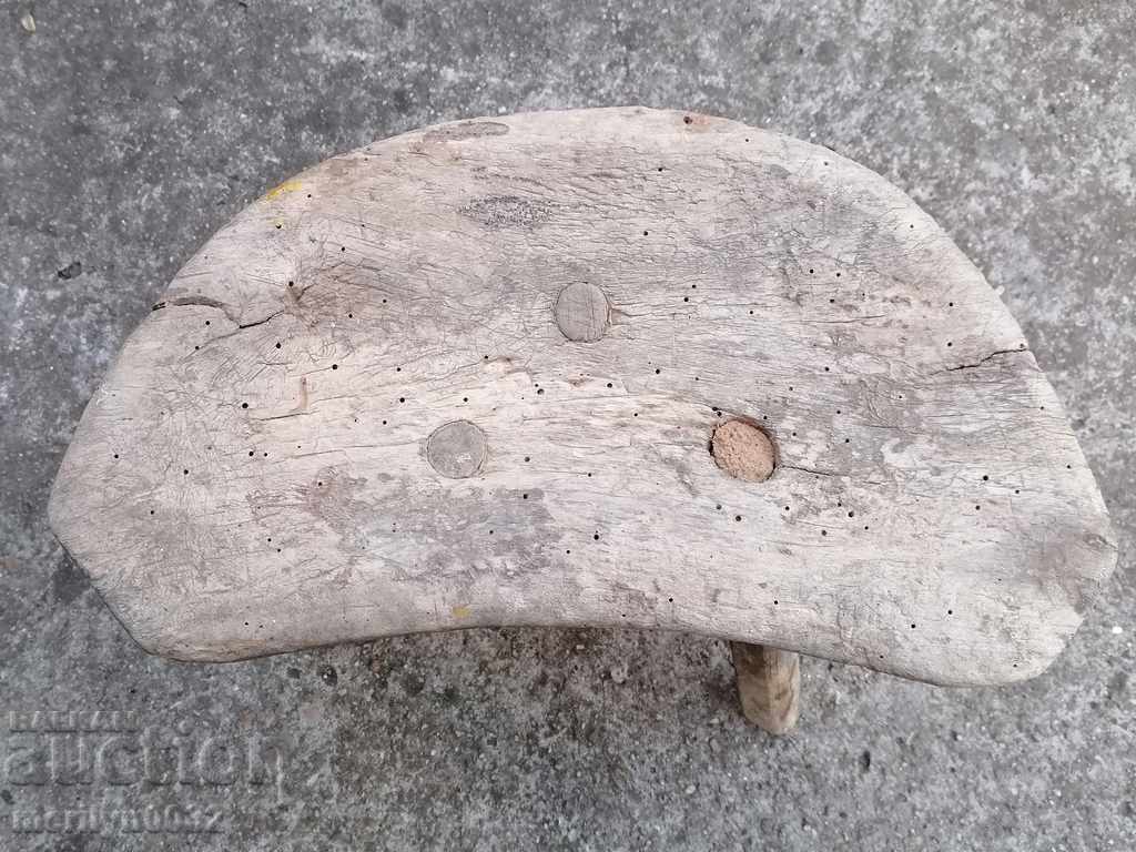 Old three-legged stool, chair, wooden, primitive - 7 Old three-legged stool, chair, wooden, primitive - 7