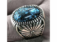 Пръстен с естествен тюркоаз, посребрен