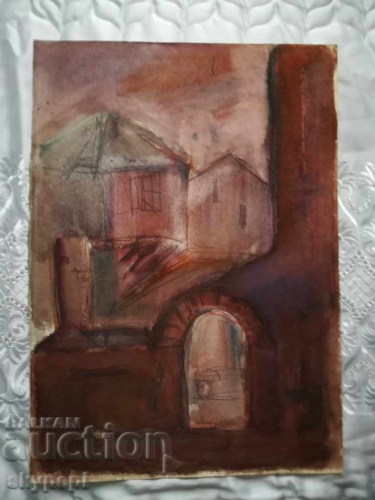 Auction  Old watercolor