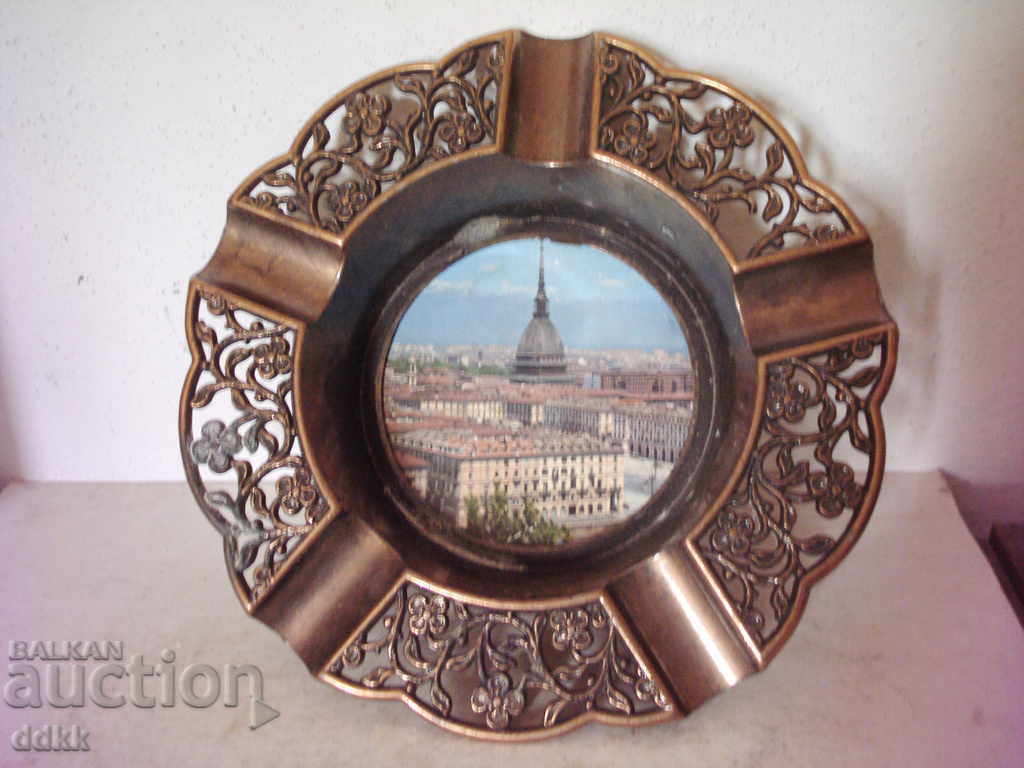 Old beautiful copper ashtray