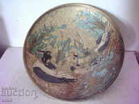 Old brass candy dish with ducks