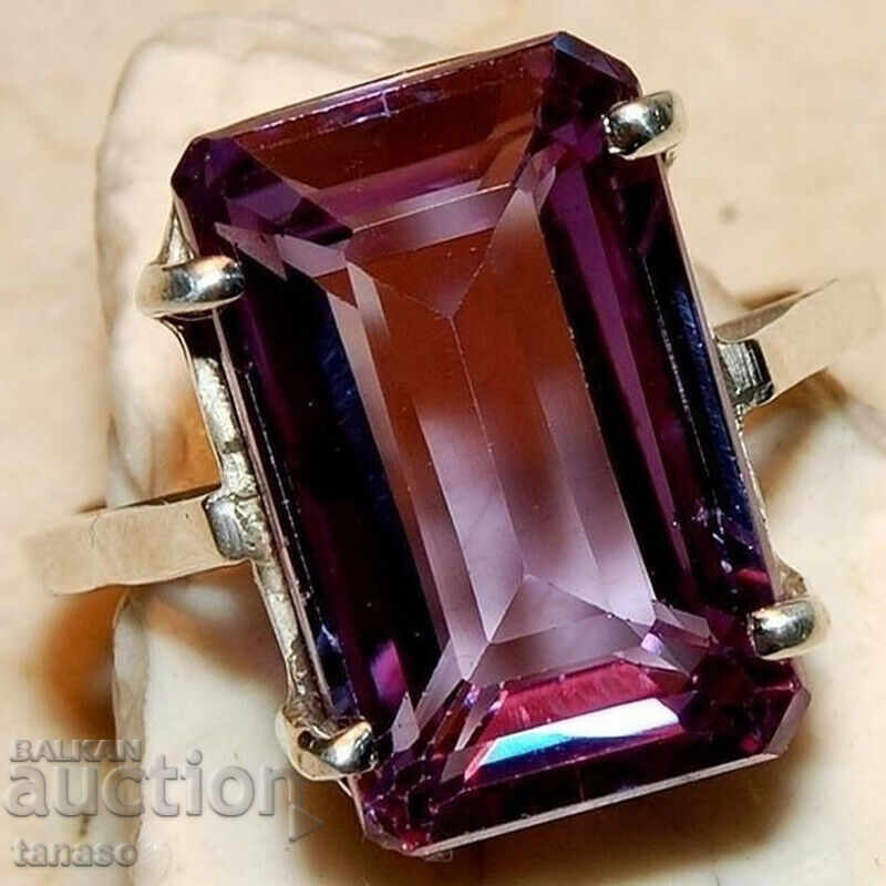 Δαχτυλίδι με μωβ αμέθυστο, επάργυρο