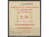 1967. Olanda. Bilet de intrare pentru AMPHILEX '67.