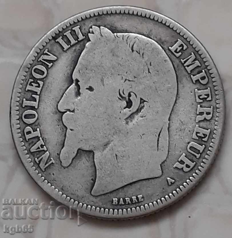 2 francs 1869. France .Rare. with price 28.65 BGN | € 14.65
