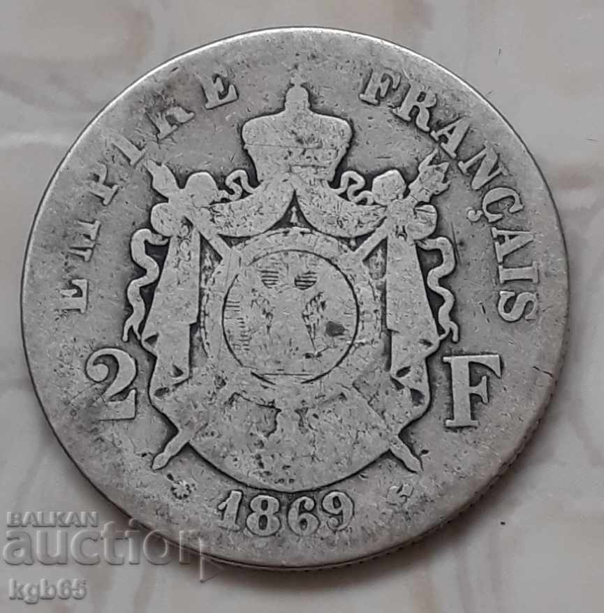 2 Francs 1869 France. Rare