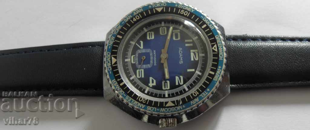 Delivery of Men's Watch Adams 1970s Bezel World Time Diver