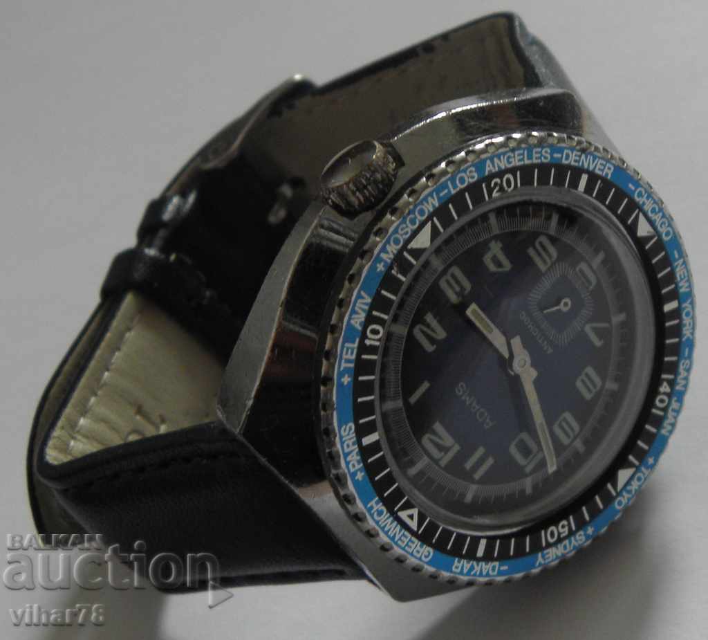 Men's Watch Adams 1970s Bezel World Time Diver - 5