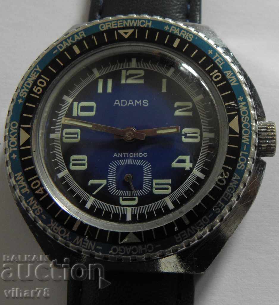 Мъжки Часовник Adams 1970-те Безел Световно Време Дайвър