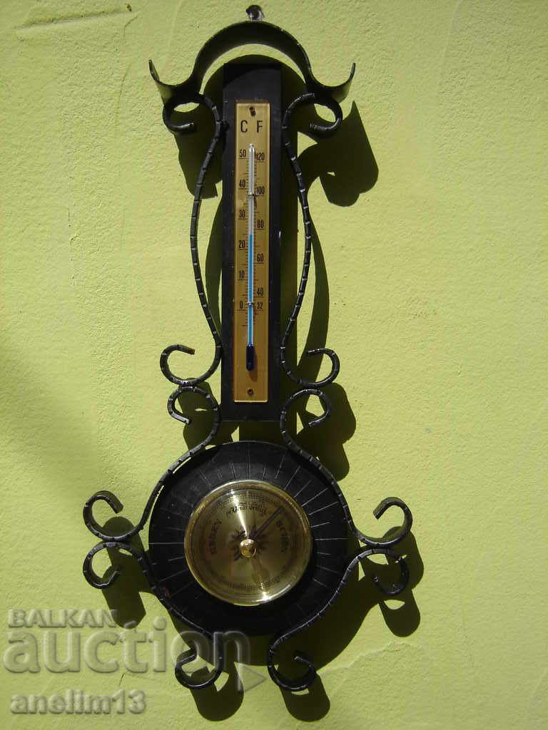 STAR BAROMETER THERMOMETER WROUGHT IRON W. GERMANY