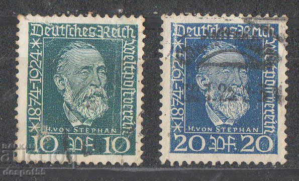 1924. Германия Райх. 50-годишнина на Всемирния пощенски съюз