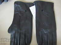 Black women's leather gloves with genuine leather lining,