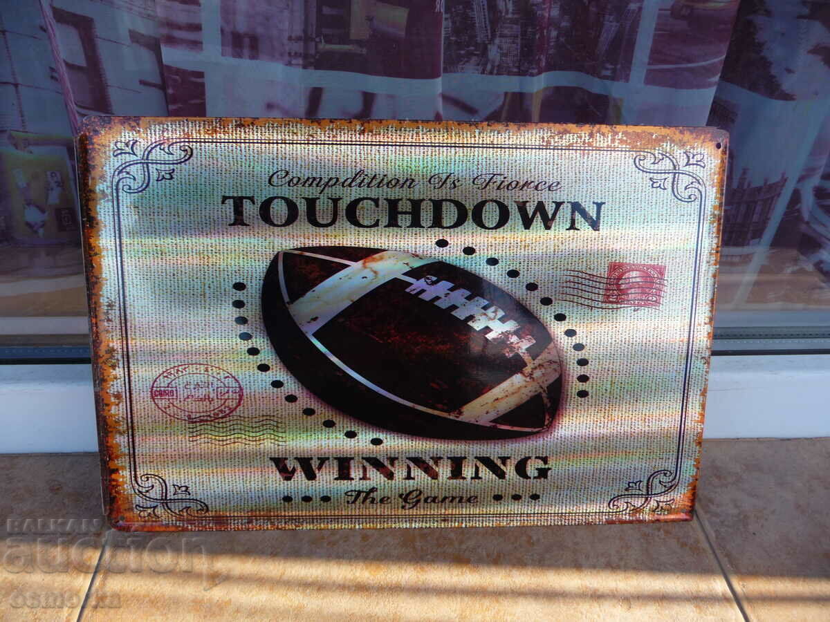 Metal plate ball american football touchdown sport game with price 18.00 BGN | € 9.20 Metal plate ball american football touchdown sport game with price 18.00 BGN | € 9.20