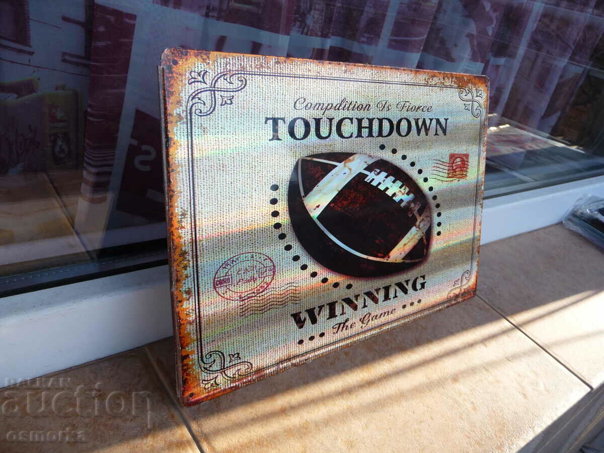 Auction Metal plate ball american football touchdown sport game Auction Metal plate ball american football touchdown sport game