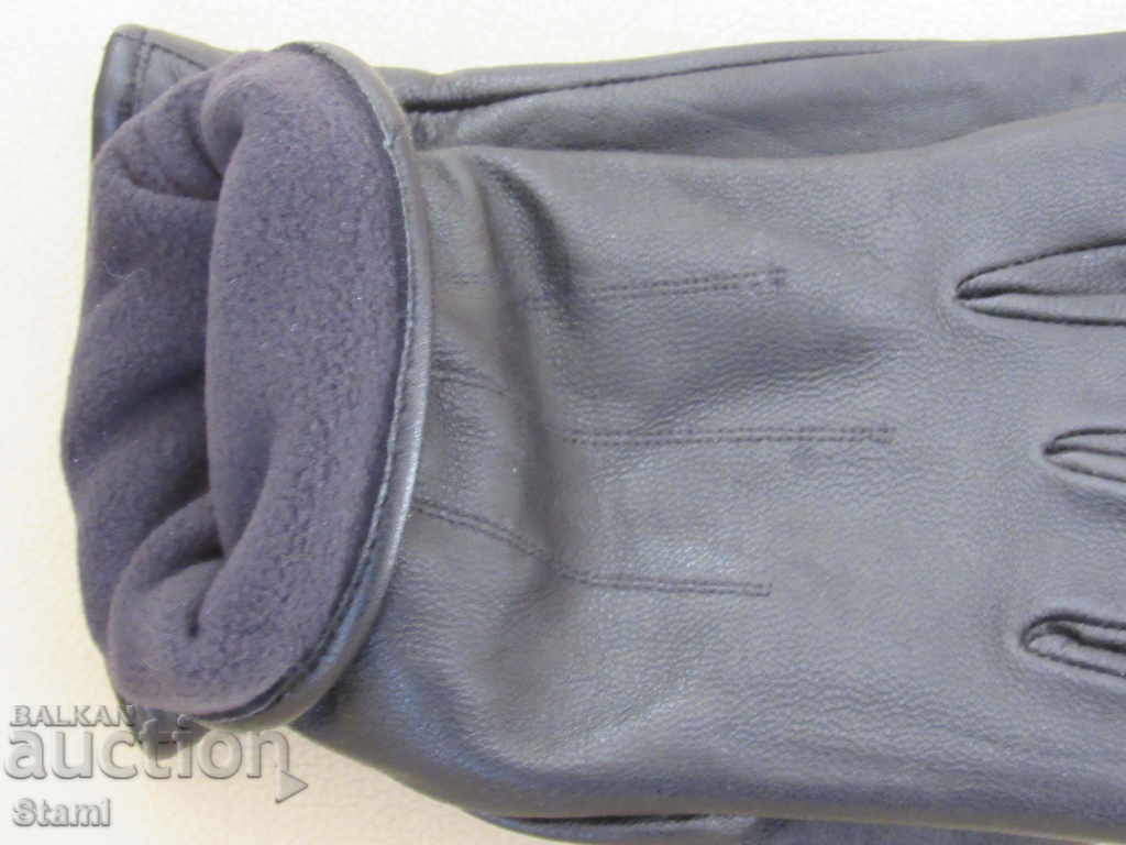 Auction Black men's leather gloves with genuine leather lining, Auction Black men's leather gloves with genuine leather lining,