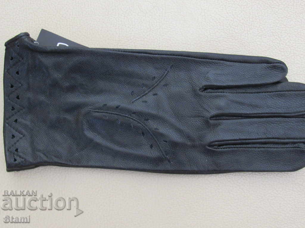 Черни дамски кожени ръкавици от естествена кожа,