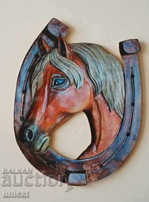 Horse with a horseshoe, openwork painting