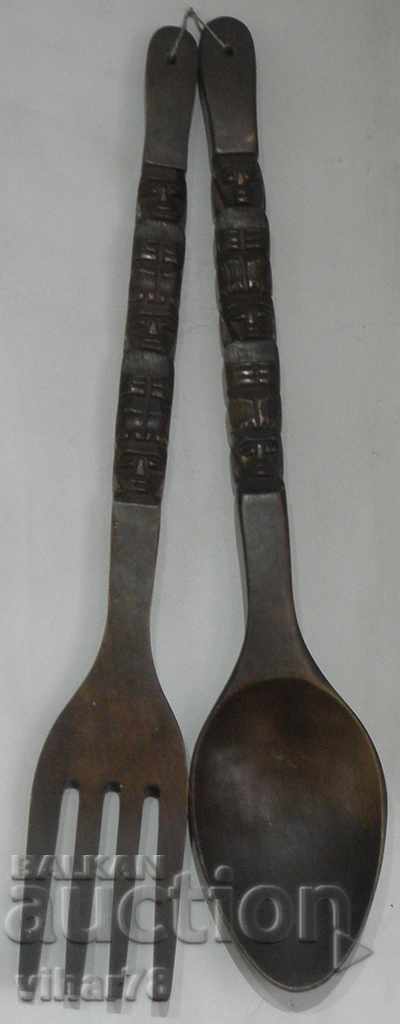 an old wooden fork and a wall spoon - 5 an old wooden fork and a wall spoon - 5
