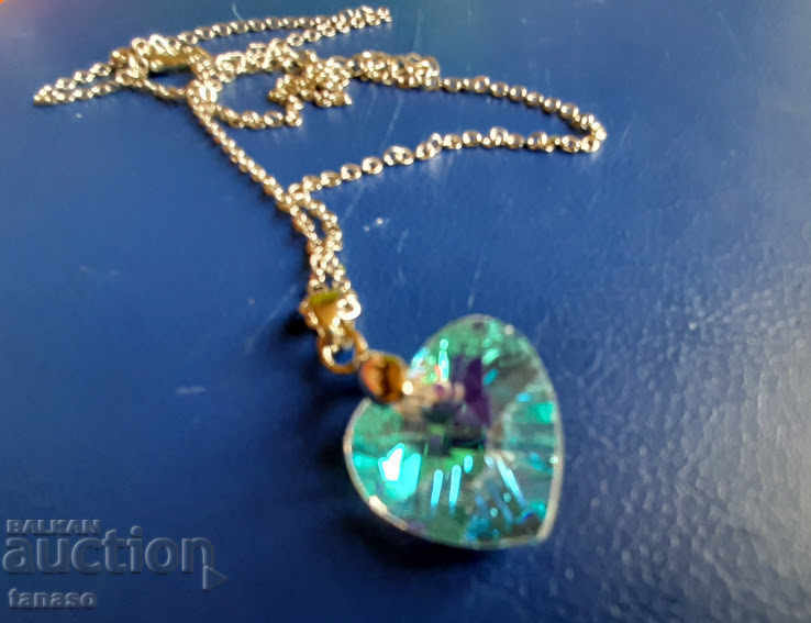 Auction Stainless steel necklace and Swarovski crystal, heart Auction Stainless steel necklace and Swarovski crystal, heart