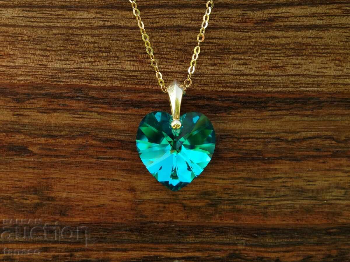 Colier din oțel inoxidabil și cristal Swarovski, inimă
