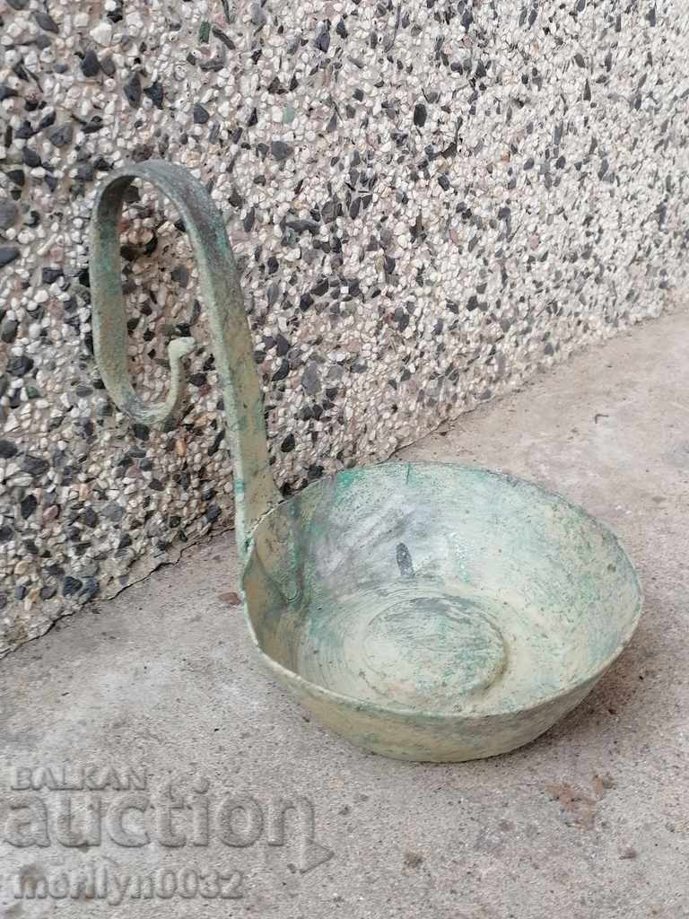 Old copper ladle, pan, copper, copper pot, pit