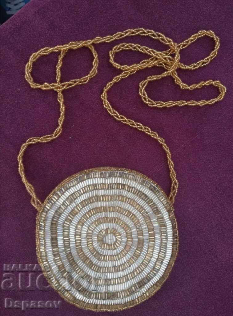 Старинна Плетена Чантичка Портмоне през Рамо от Мъниста