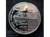 (¯`'•.¸ 25 Florin 1994 ARUBA UNC ¸.•'´¯)
