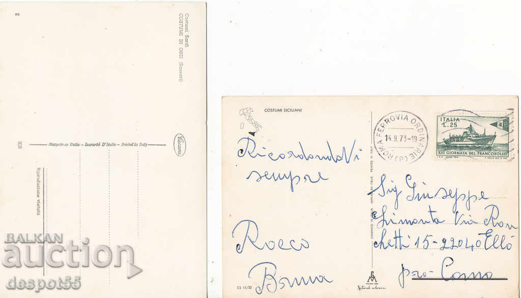 Auction  1973-74. Italy. Italian folk costumes.