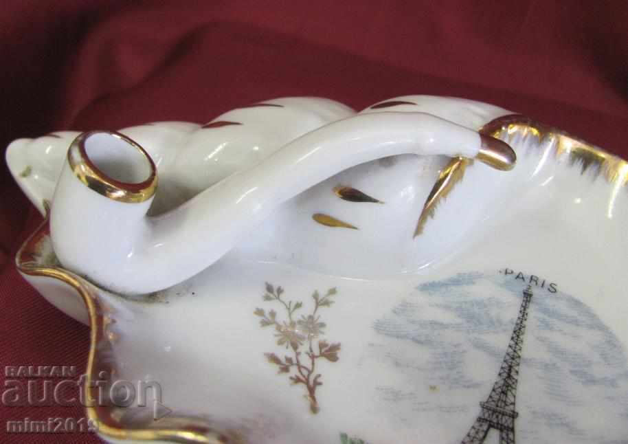 Vintich Porcelain Ashtray Marked France - 6 Vintich Porcelain Ashtray Marked France - 6