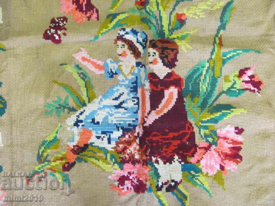 Delivery of 19th century Large tapestry hand-sewn sackcloth and woolen threads