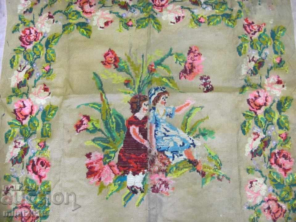 19th century Large tapestry hand-sewn sackcloth and woolen threads - 6