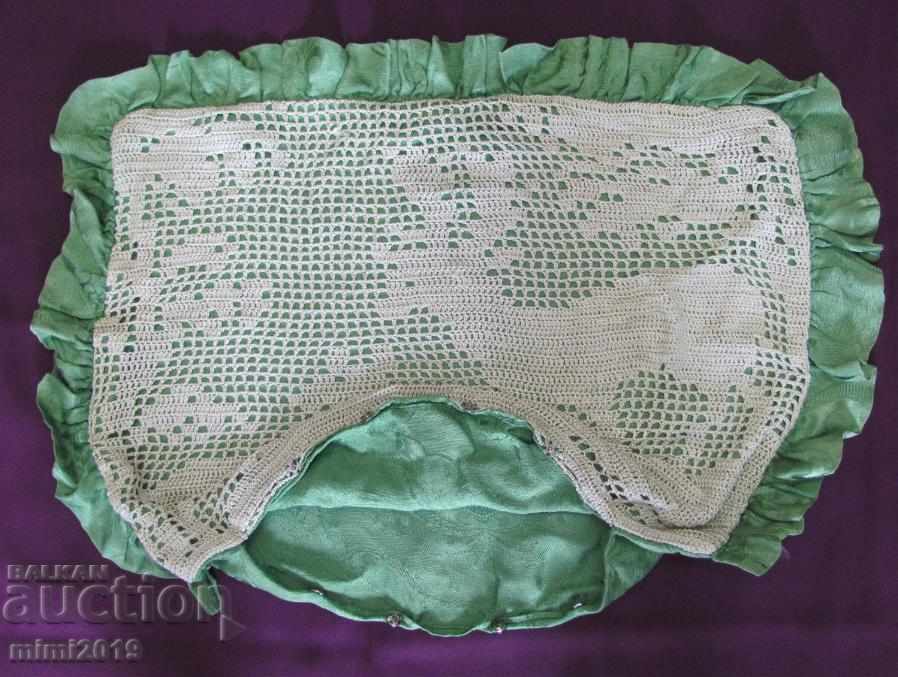 Vintage Hand Knitted Pillow Silk Threads - 5 Vintage Hand Knitted Pillow Silk Threads - 5