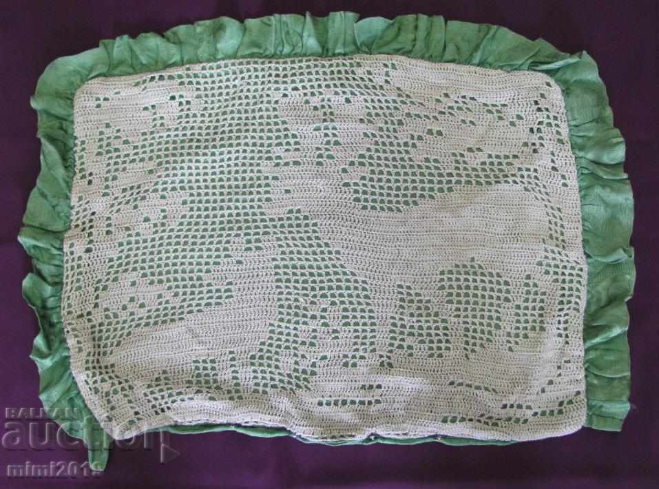 Vintage Hand Knitted Pillow Silk Threads