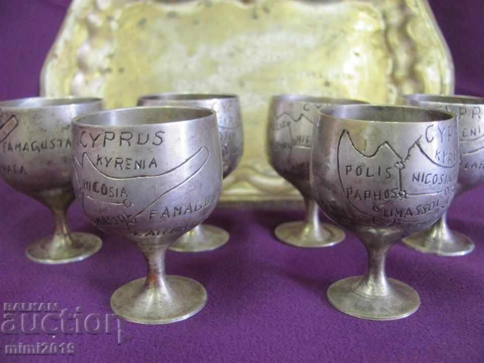 Delivery of 30 Antique Tray and 6 pcs. Cups Cyprus