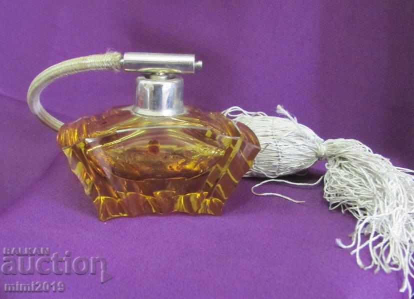 30's Art Deco Crystal Glass Perfume Bottle - 7 30's Art Deco Crystal Glass Perfume Bottle - 7