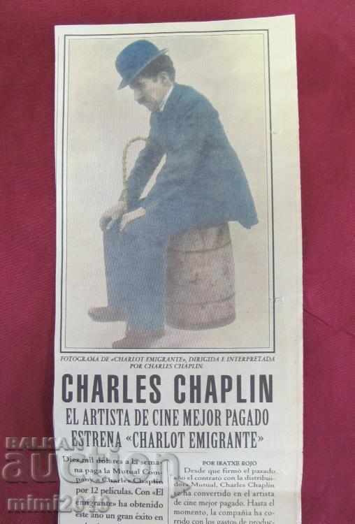 1917-1918 Part of the newspaper photo Charlie Chaplin - 5 1917-1918 Part of the newspaper photo Charlie Chaplin - 5