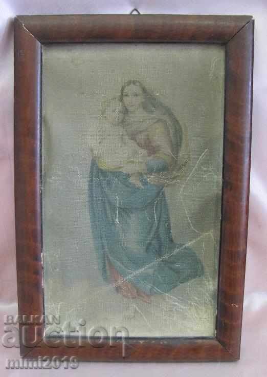 19th century Painting on the canvas of the Madonna
