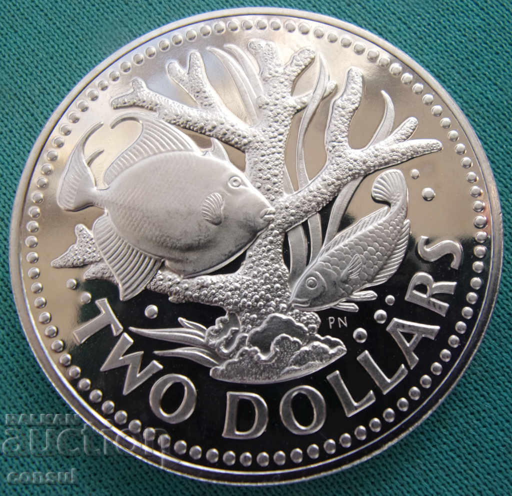 Barbados 2 dolari 1975 UNC PROOF Rare