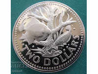 Barbados 2 Dollars 1975 UNC PROOF Rare