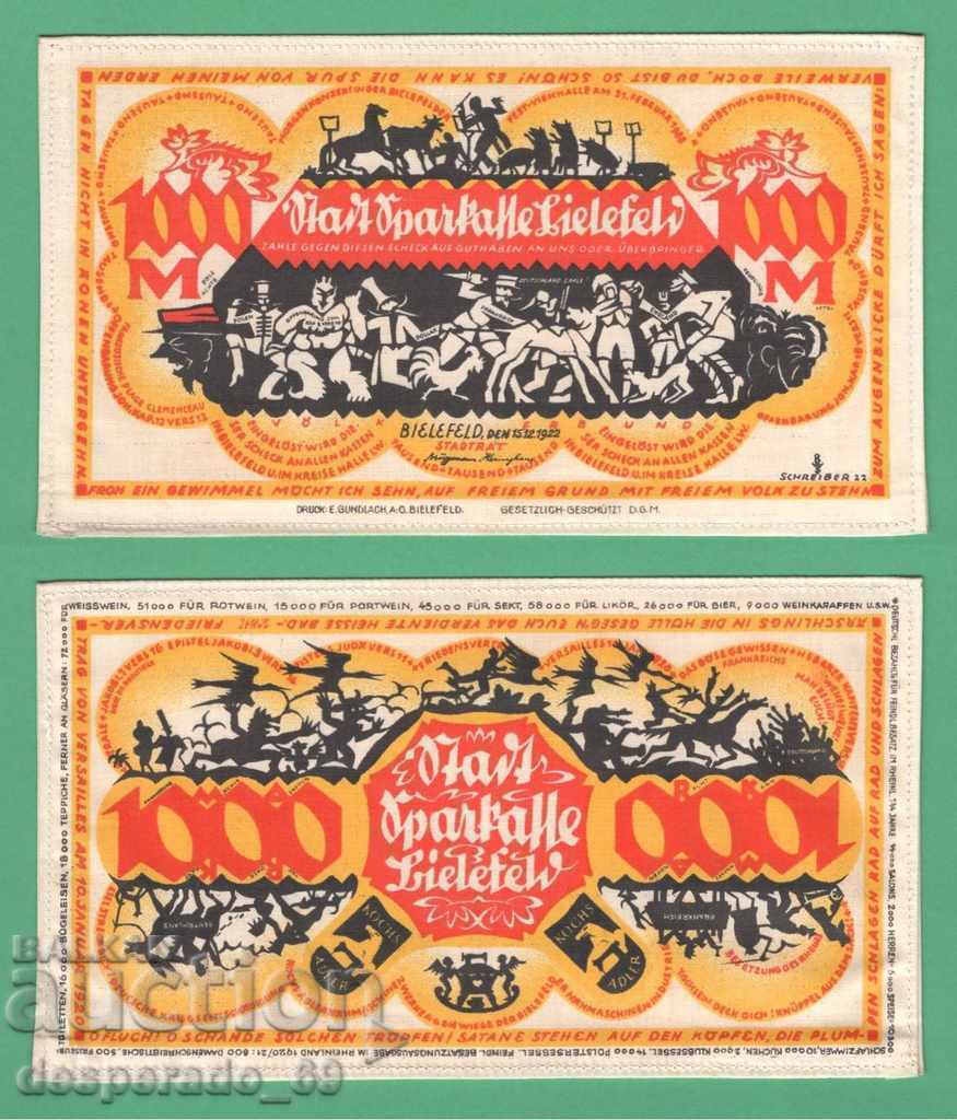 (¯`'•.¸ГЕРМАНИЯ (Bielefeld) 1000 марки 1922  UNC (платнена)