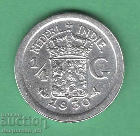 (¯`'•.¸ 1/4 Guilder 1930 Dutch East Indies ¸.•'´¯) (¯`'•.¸ 1/4 Guilder 1930 Dutch East Indies ¸.•'´¯)