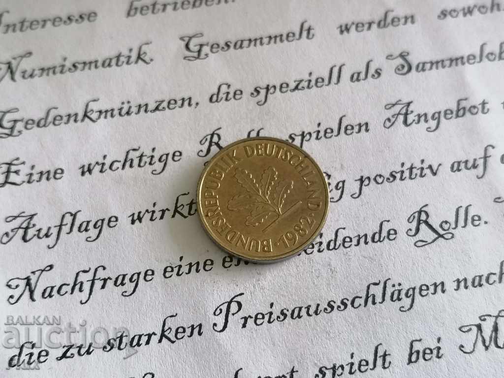 Monedă - Germania - 5 pfennigs 1982; Seria F cu preț 0.80 BGN | € 0.41