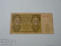 Banknote 10 Kuna (Kuni) Croatia 1941 ( Rare )