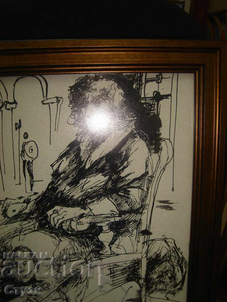 Hristo Gadev grafică "Geniu..." 35 x 25 cm - Lichidare de stoc cu preț € 50.00 | 97.79 BGN