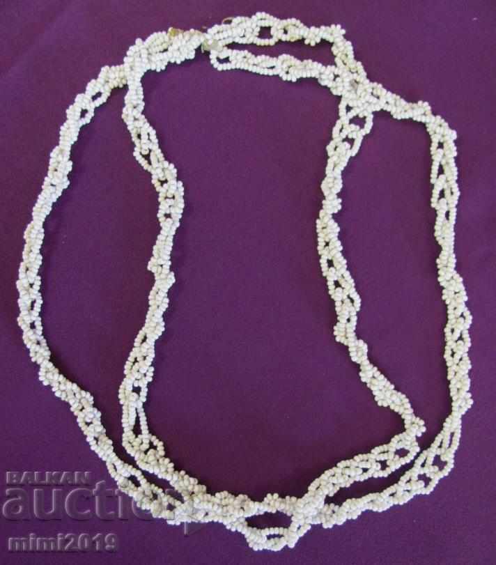 19th century Ladies necklace white glass beads
