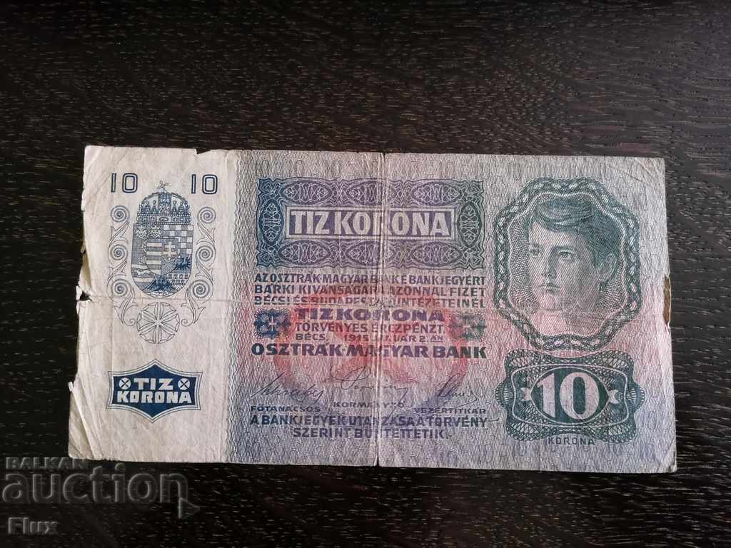 Banknote - Austro-Hungary - 10 krona 1915 with price 7.90 BGN | € 4.04 Banknote - Austro-Hungary - 10 krona 1915 with price 7.90 BGN | € 4.04
