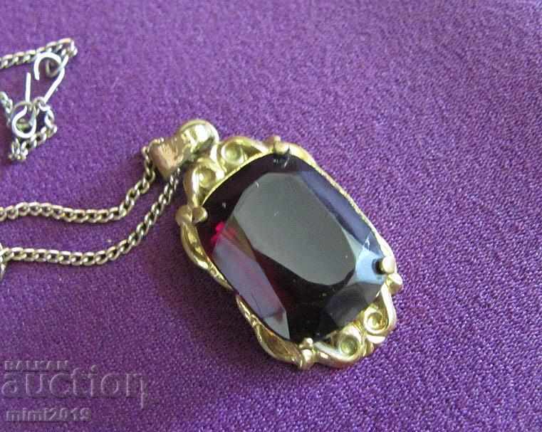 30's Women's Necklace, Necklace polished red crystal - 5 30's Women's Necklace, Necklace polished red crystal - 5