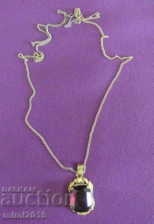 30's Women's Necklace, Necklace polished red crystal - 7 30's Women's Necklace, Necklace polished red crystal - 7