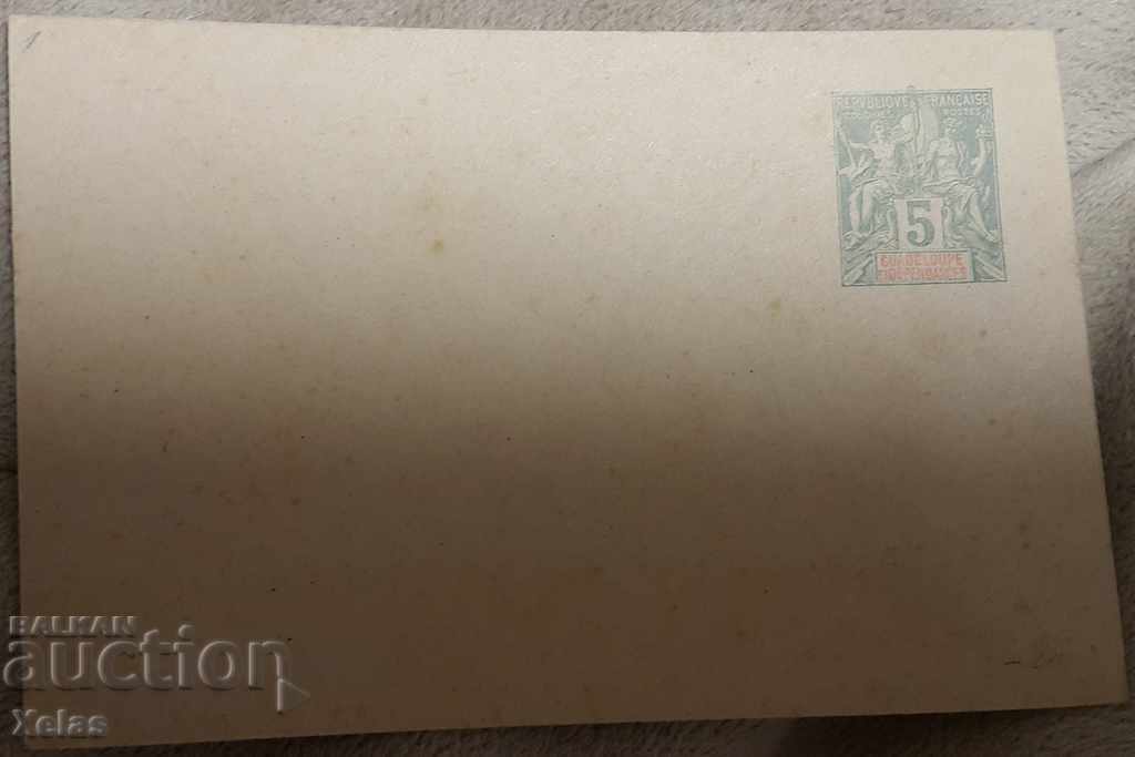 Стар пощенски плик Пощенска Карта 1890' чистa Guadeloupe #c2